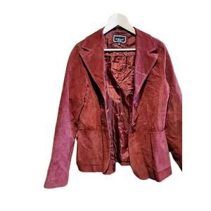 Leather Women’s Large Suede Jacket Red Vintage Western Lined Wilson Festival Y2K